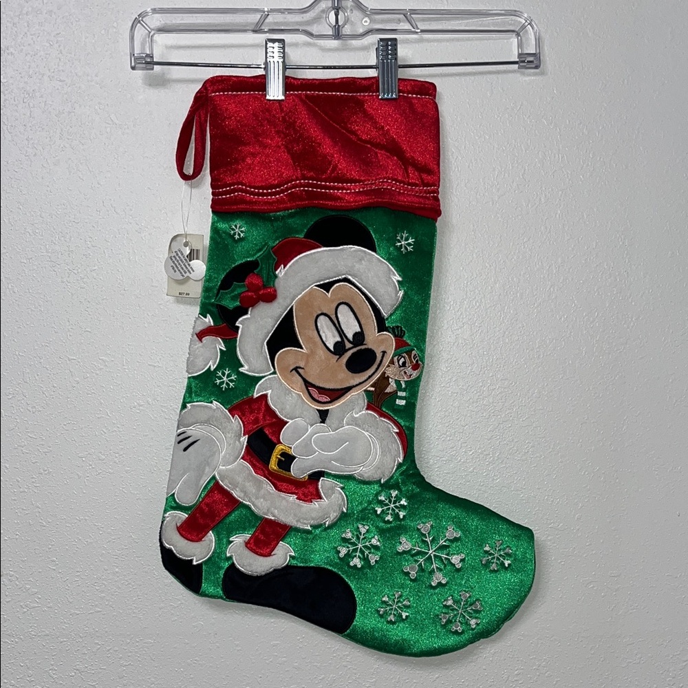 Disney Parks Red and Green Mickey Mouse Holiday Stocking